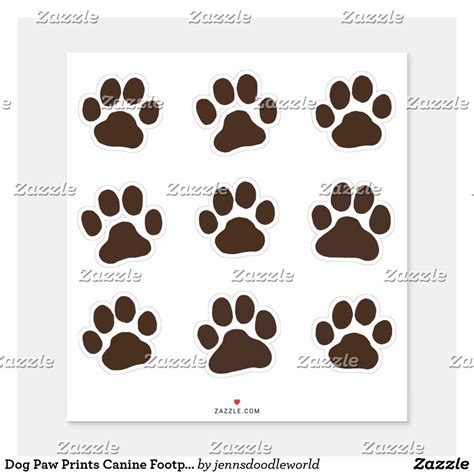 Dog Paw Prints Canine Footprints Vinyl Sticker Set Dog