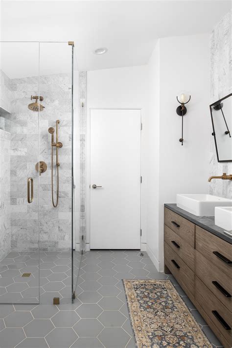 20 Gray Hexagon Bathroom Floor Tile