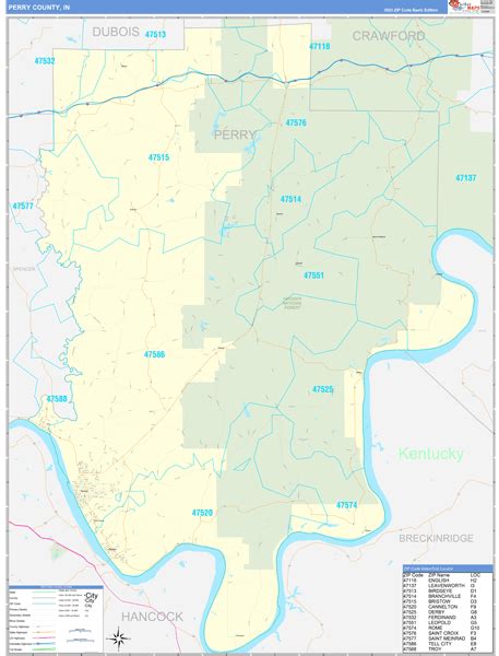 Perry County In Zip Code Wall Map Basic Style By Marketmaps Mapsales