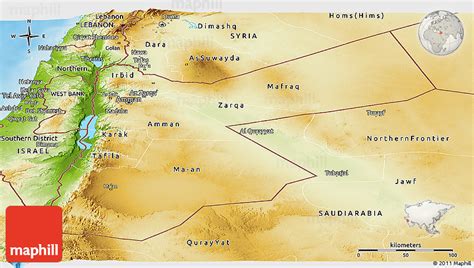 Jordan travel map (jordanien) 1:400 000. Jordanien Physik-karte