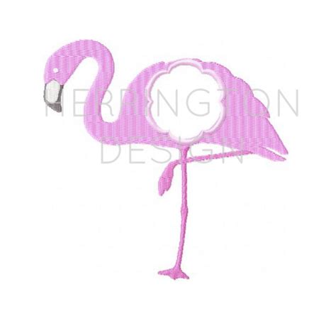 Flamingo Embroidery Design Monogram Frame Machine Embroidery Etsy