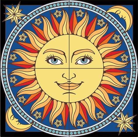 Tile Mural Celestial Sun Sun Painting Sun Art Moon Art