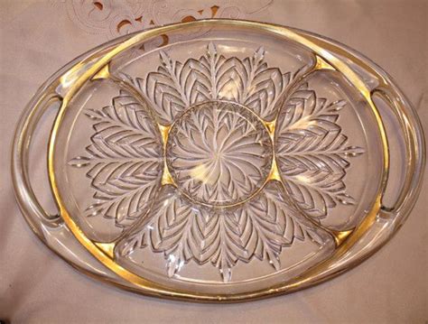Vintage Gold Trim 5 Section Divided Glass Oval Platter Serving Etsy In 2021 Vintage Gold