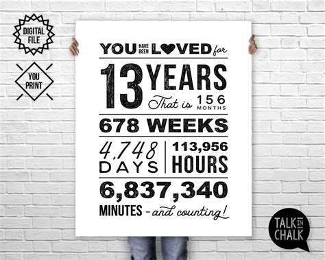 You Have Been Loved 13 Years Printable Poster 13th Birthday Etsy
