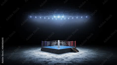 3d Boxer Arena Isolated Empty Boxing Ring With Light 3d Rendering