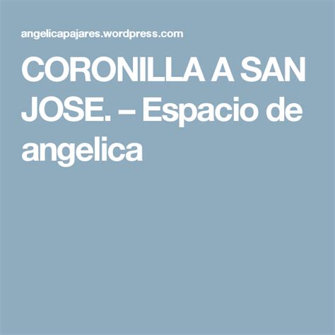 Coronilla A San Jose San José Santos Obras Del Espiritu Santo