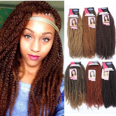Afro Culry Marley Braids Crochet Braiding Hair Color Black Brown Blonde Ombre Burgundy Kanekalon
