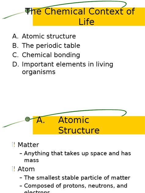 The Chemical Context Of Life Pdf Atoms Chemical Bond