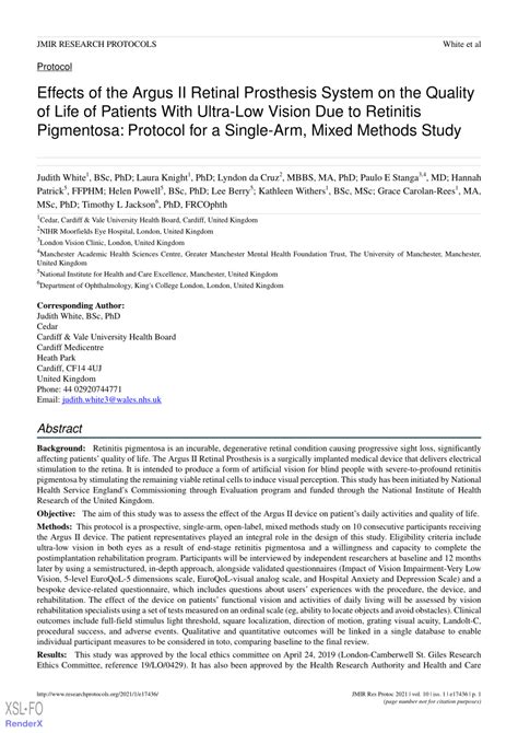 Pdf Argus Ii Commissioning Through Evaluation Ace Study Protocol