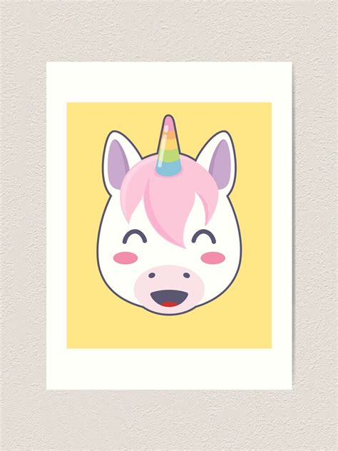 Happy Unicorn Emoji With Smiling Eyes Art Print By Zeno27 Redbubble