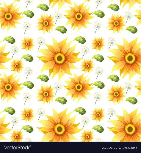 Sunflower On Seamless Background Royalty Free Vector Image
