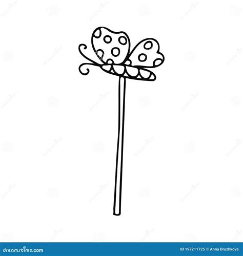 Decorative Figure Of A Butterfly On A Stick Doodle Stock Vector