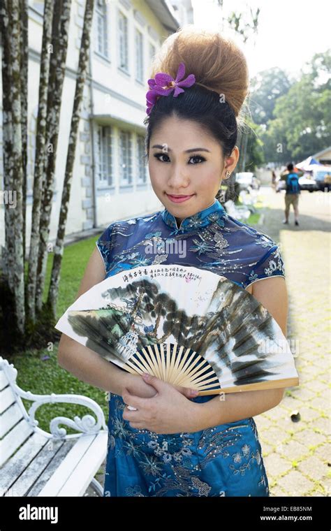 Chinese Woman In Traditional Cheongsam Outfit Image Taken At Sarawak