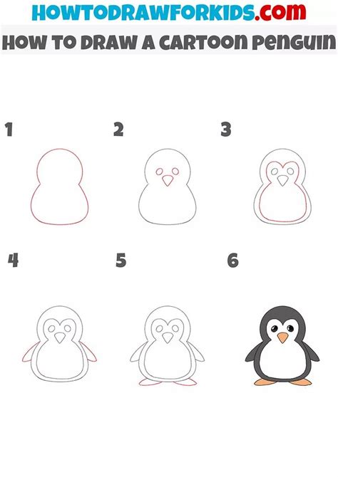 How To Draw A Cartoon Penguin Step By Step Drawing Instructions For