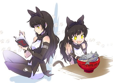 Safebooru 1girl Black Hair Black Legwear Blake Belladonna Book