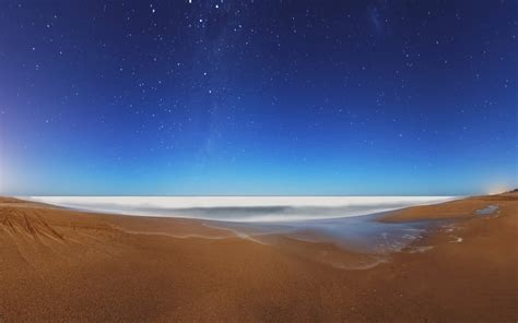 1920x1200 Stars Sky Horizon Sand Sea Beach Waves Line