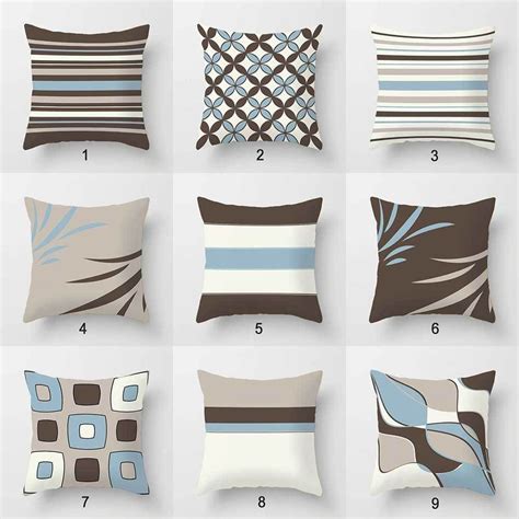 Earth tone palettes are always a safe bet when working with brown. Blue, Brown Decorative Pillow Covers, Geometric Pillows for Sofa in 2019 | Allerlei - Brown ...