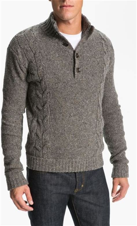 Vince Mock Turtleneck Cable Knit Sweater In Gray For Men Heather Grey