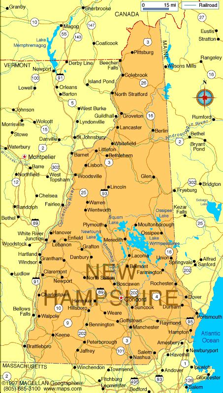 Physical Map Of New Hampshire State Usa Ezilon Maps