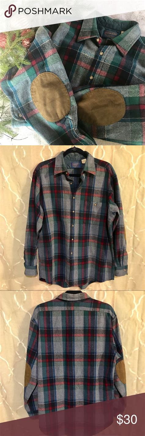 Vintage Pendleton Flannel With Elbow Patches Men L Elbow Patches Men Pendleton Flannel