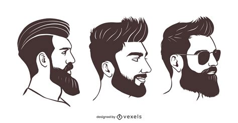 Hipster Beard Illustration Set Vector Download