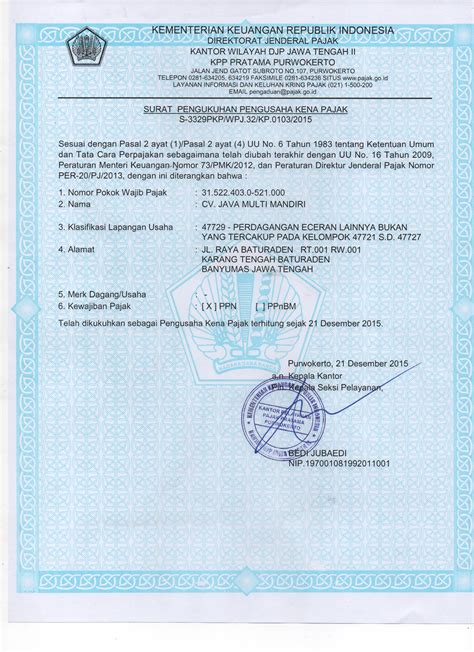 CV. Java Multi Mandiri Kab. Banyumas , Jawa Tengah Profil , Telepon, Alamat