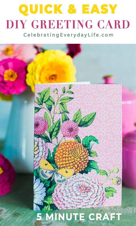 Easy Floral Diy Greeting Card Printable Tutorial Greeting Cards Diy