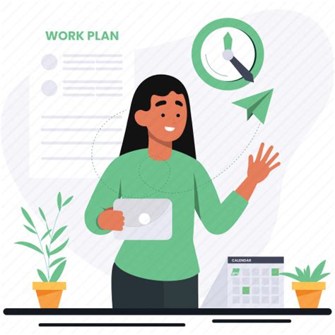Woman Planning Workplan Management Time Illustration Download On