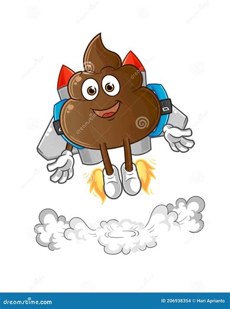 Poop With Jetpack Mascot Cartoon Vector Stock Vector Illustration Of