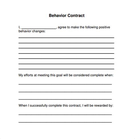 15 Behaviour Contract Templates Sample Templates