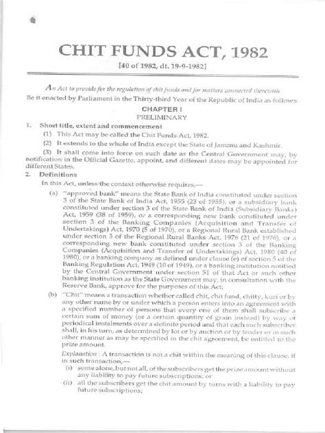 Chit Funds Act 1982 Pdf
