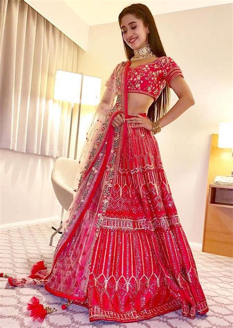 Shivangi Joshi Rani Pink Mirror Embroidered Lehenga Set Lehenga Pink