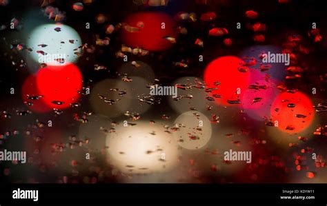 Bokeh From Traffic Lights In The Rain Stock Photo Alamy