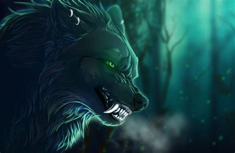 Download Green Eyes Fantasy Wolf Hd Wallpaper By Wolfroad