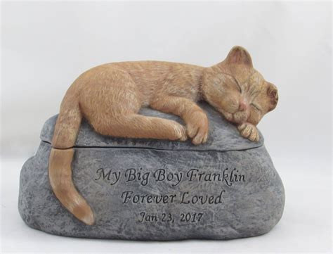 Ceramic Engraved Painted Cat Cremation Urn With Partial Ears Etsy