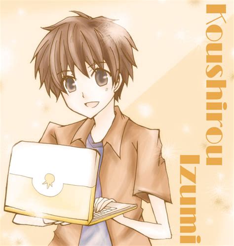 Izumi Koushirou Digimon Boy Computer Laptop Male Focus Smile Solo Solo Focus Image