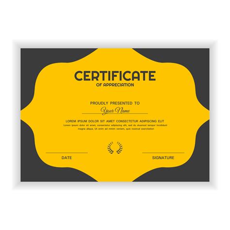 Creative Certificate Of Appreciation Award Template With Yellow Color
