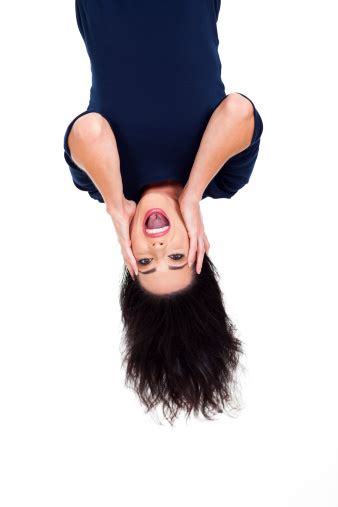Upside Down Photo Of Beautiful Young Woman Stock Photo Download Image