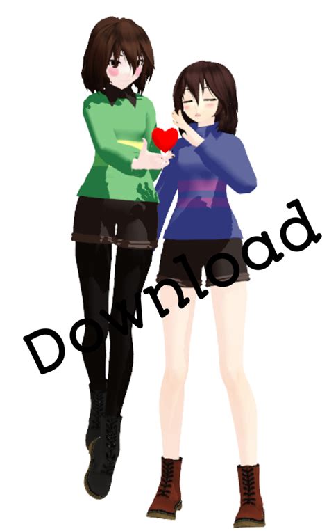 Mmd Frisk And Chara V2 By Colortale Au By Mecolortaleau On Deviantart