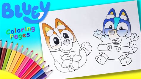 Baby Bluey And Bingo Coloring Pages For Kids Bluey Coloring Book For