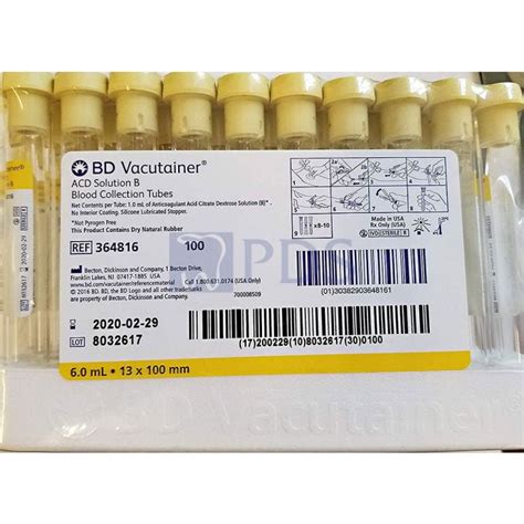 Bd Vacutainer Acd Glass Tube Prime Dental Supply