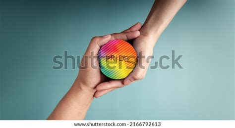 Lgbtq Concepts Hands Couple Embracing Pride Stock Photo 2166792613