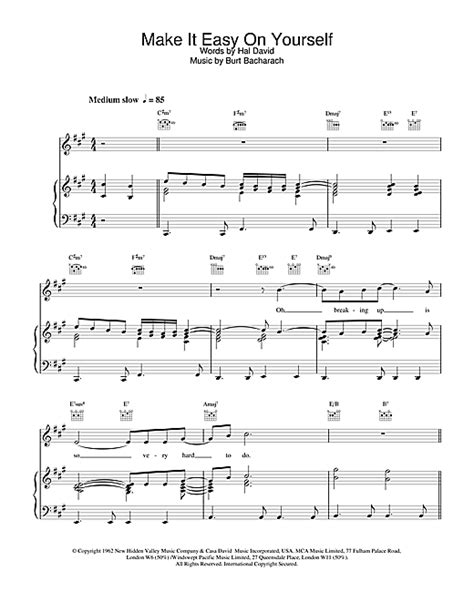 Make It Easy On Yourself Sheet Music By The Walker Brothers Piano