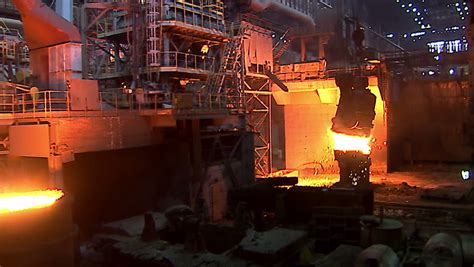 Iron And Steel Works Pouring Of Molten Iron Stock Footage Video