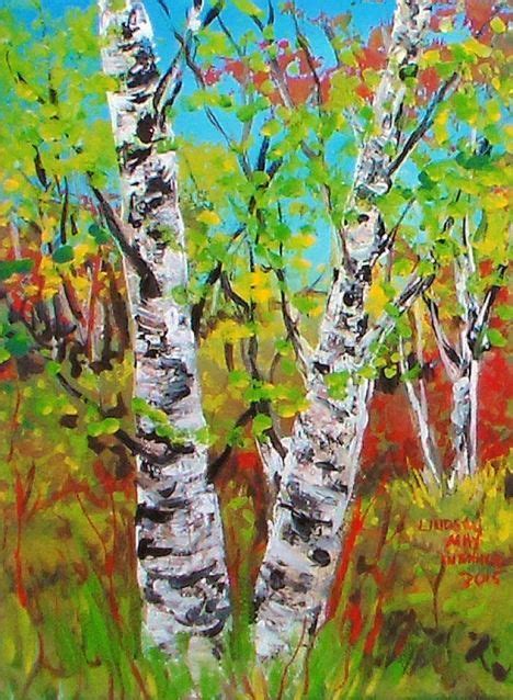 Easy Birch Trees In Acrylic Tree Painting Painting Autumn Painting