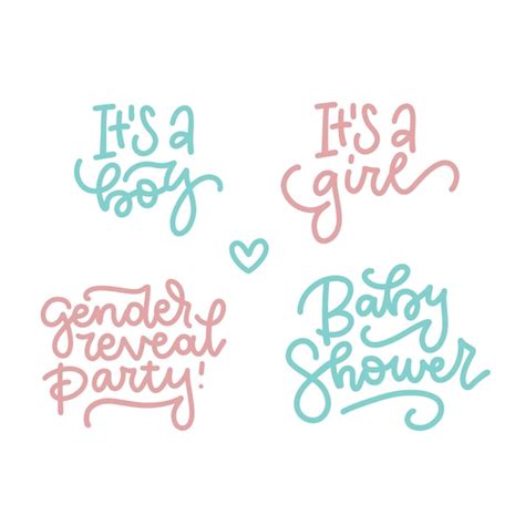 Premium Vector Set Of Hand Written Lettering Texts Its A Girl Its A