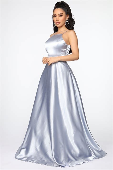 Fascinating Satin Dress Grey Satin Dress Long Elegant Dresses For