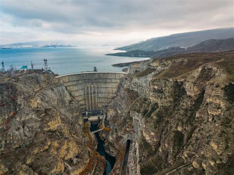 Dam Of Chirkey Hydroelectric Power Plant In Dagestan Russia Stock