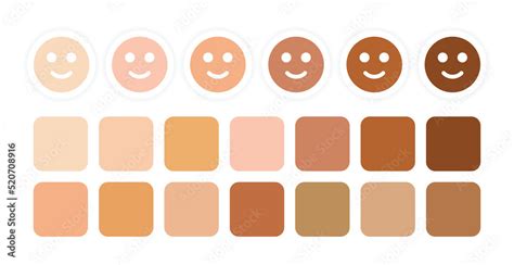 Human Skin Tones Set Color Palette Collection From Light To Dark With