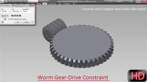 Worm Gear Drive Constraint Autodesk Inventor Tutorial With Caption And